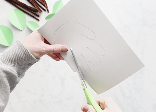Cutting out handprint card