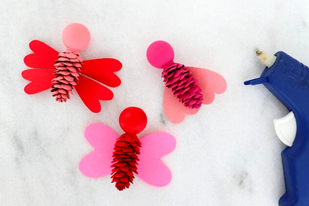 Hot gluing wings onto bodies