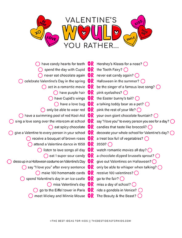 Valentines Day Would You Rather Printable