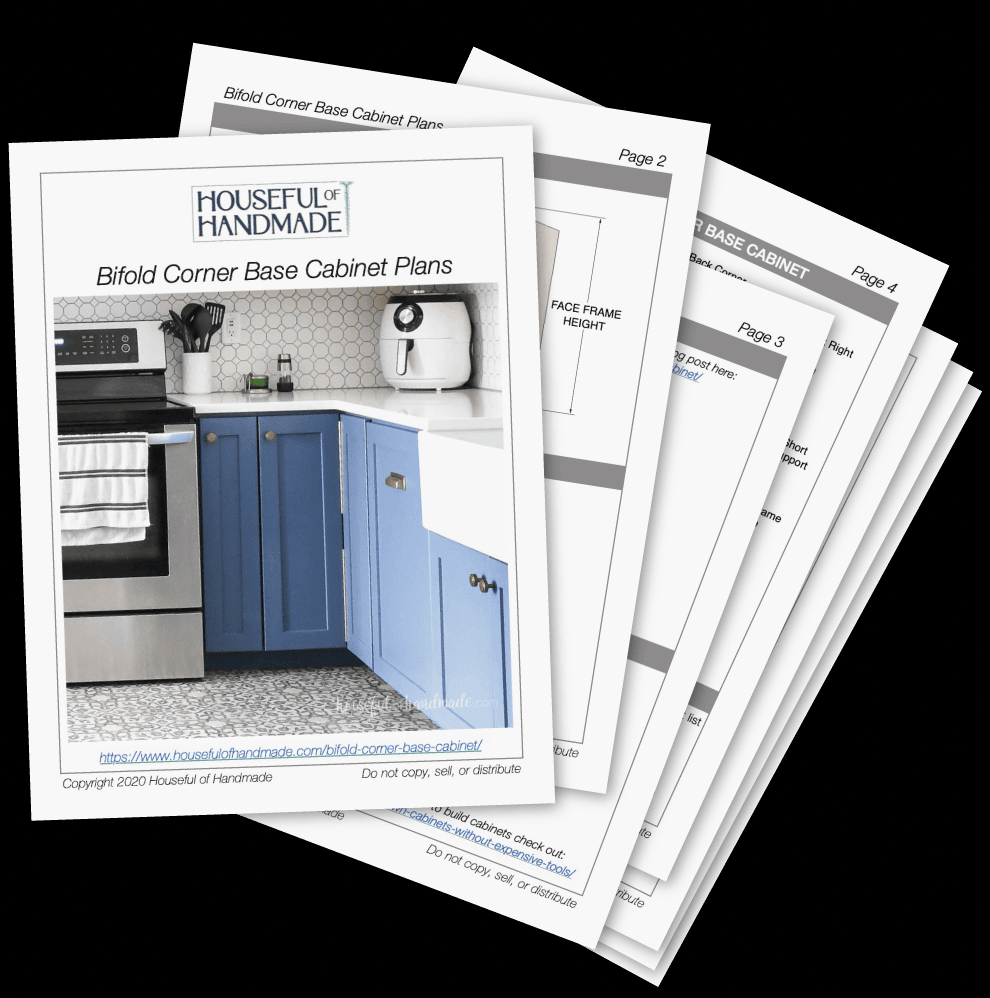 PDF instructions for constructing a bifold corner cabinet.
