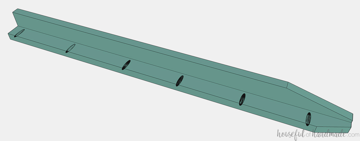 Two leg pieces attached together to create the L shaped leg.
