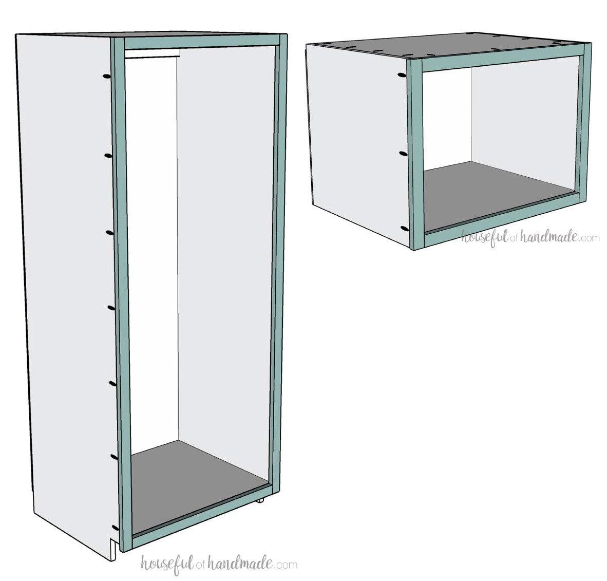 Securing the face frame to the cabinet box front with pocket holes.