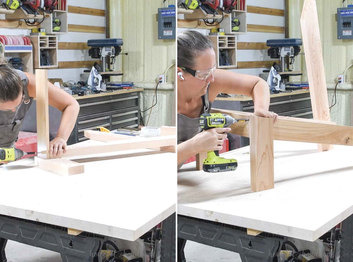 Securing the front piece between the front legs.