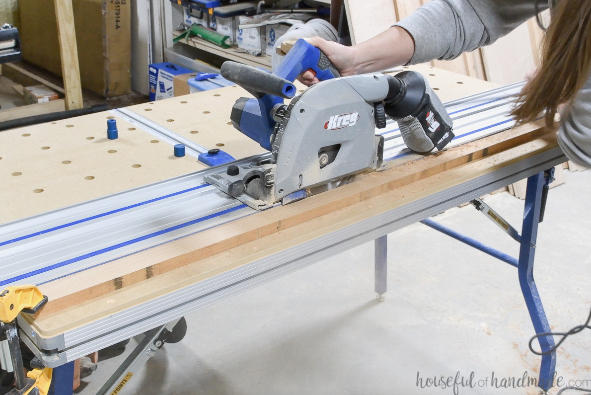 Ripping a 52" long piece on the ACS using a clamp.