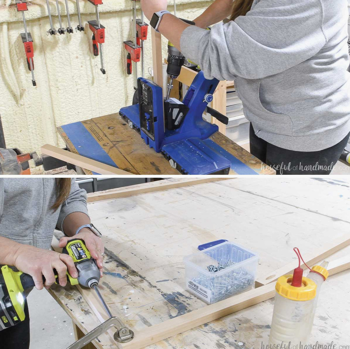Assembling the display cabinet face frame from 1" wide boards. 
