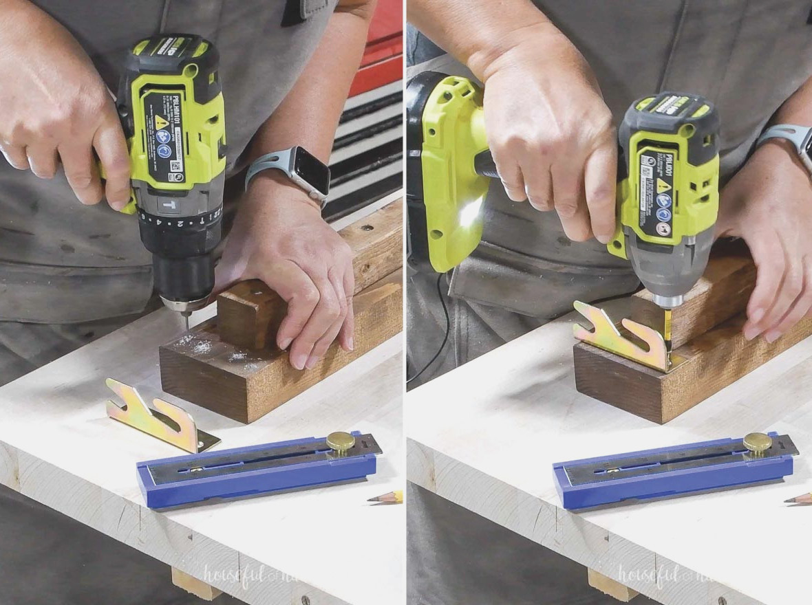 Attaching the bracket to the bed rails.