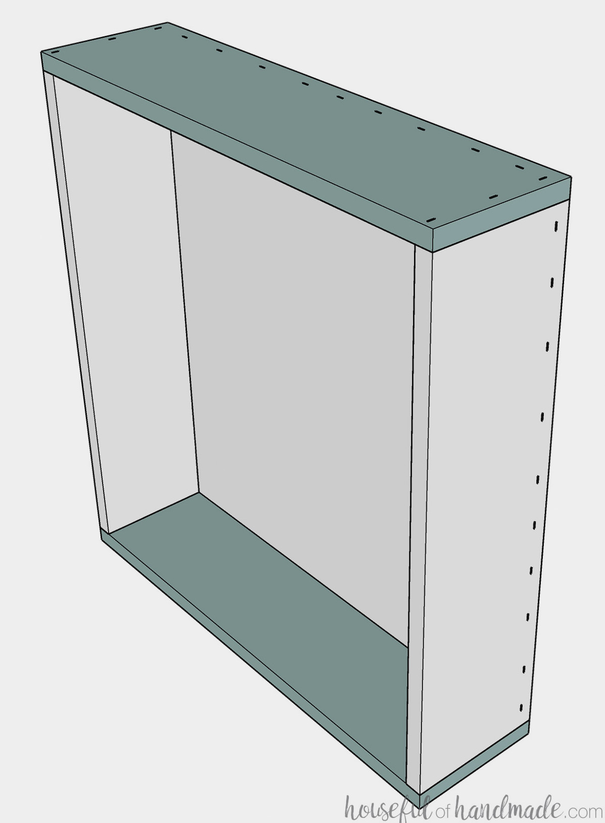 Illustration showing the top and bottom being attached to the spice rack.