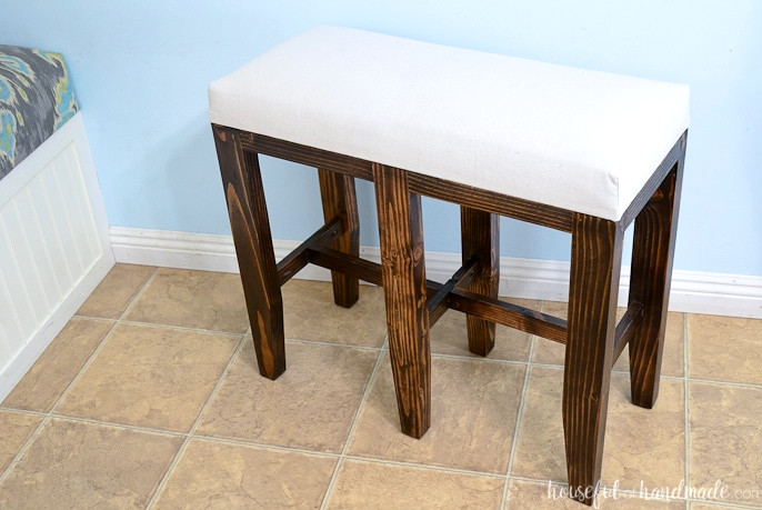Create additional kitchen seating with these upholstered barstool benches. Comfortable, cushioned seats for 2 people make them perfect for gathering at the kitchen island or bar. Housefulofhandmade.com
