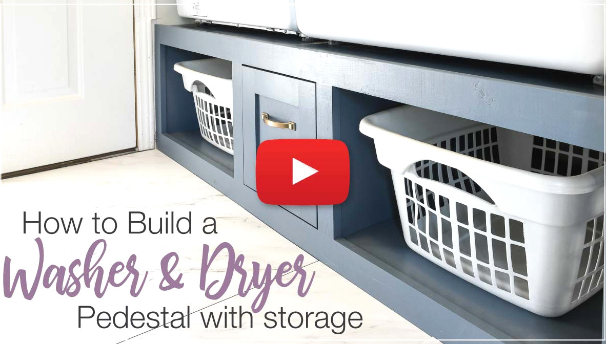YouTube Thumbnail for the Washer and Dryer pedestal build plans.