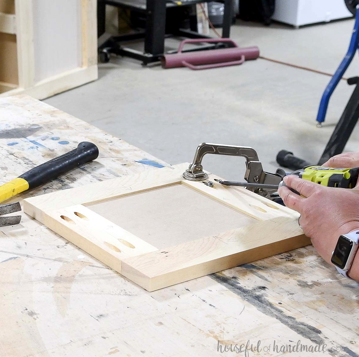 Building a drawer front with pocket holes.