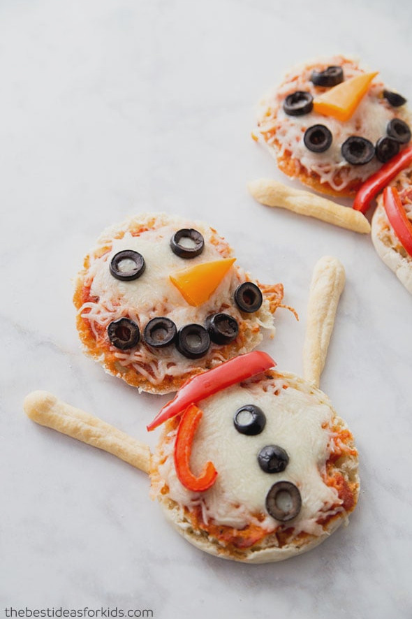 English Muffin Snowman Pizza