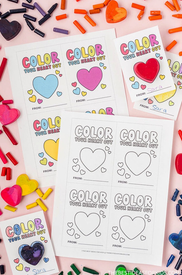 Printable Heart Crayon Card