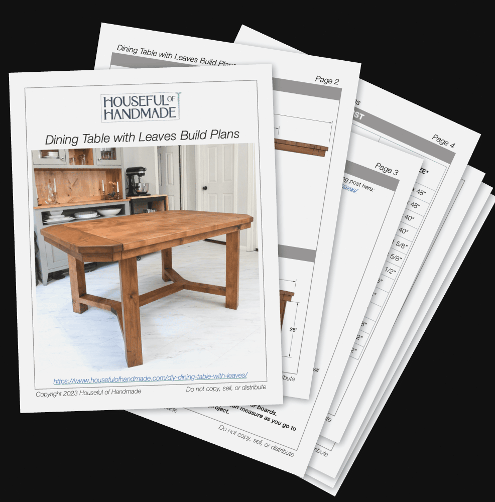 PDF woodworking plans for a dining table featuring leaves.