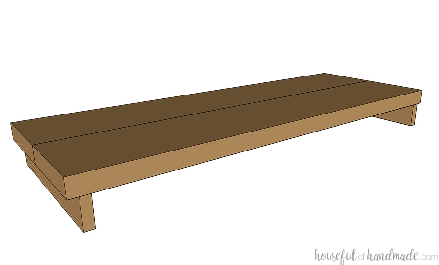 3D illustration of the completed dining table leaf.