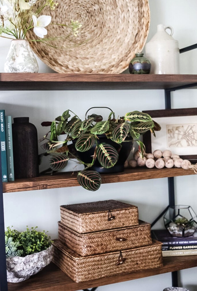bookcase with decor