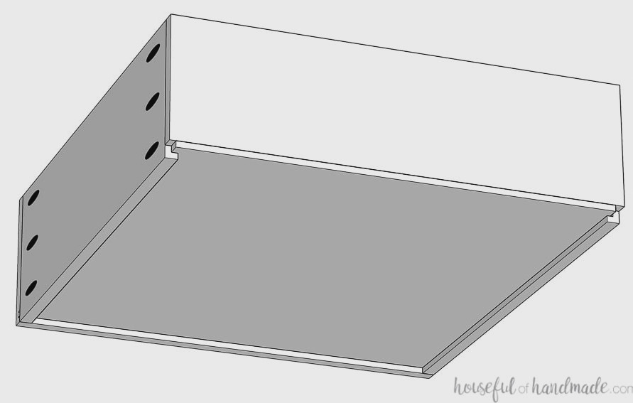 Attaching the drawer bottom. 