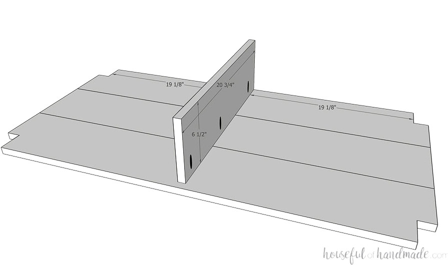 Securing the center divider. 