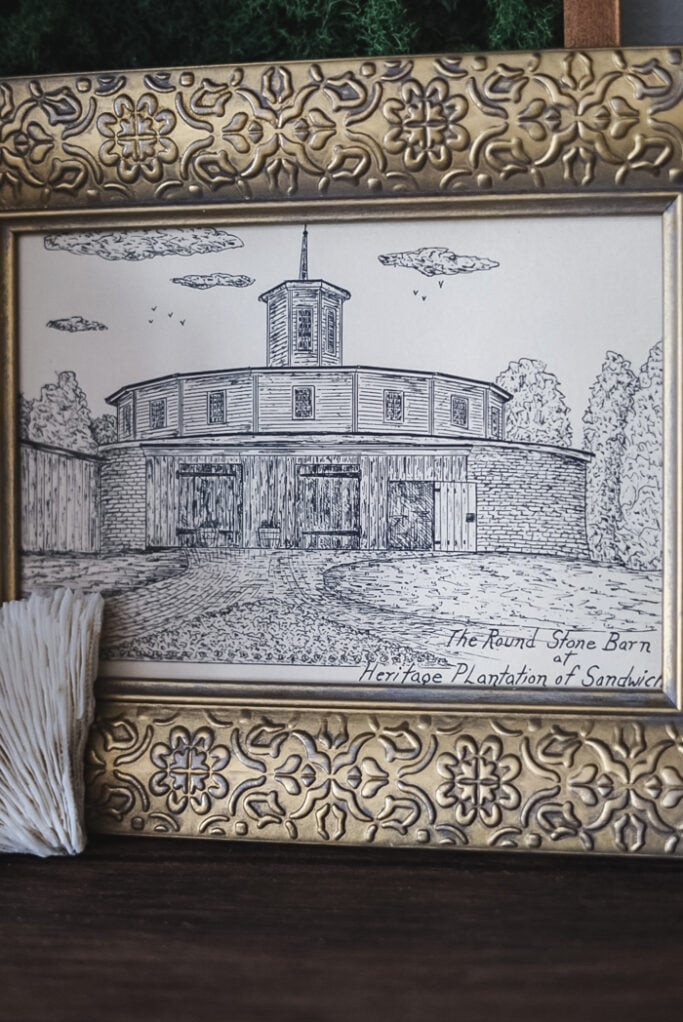 framed black and white pen ink print