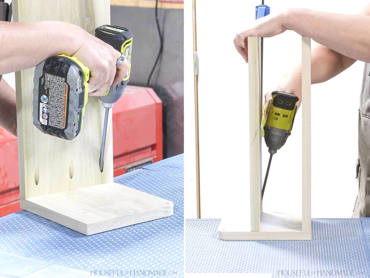 Attaching shelf boards on the smaller sides.