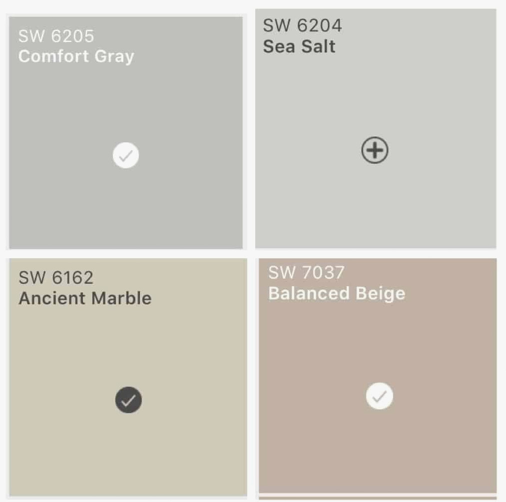 coastal style paint color chips