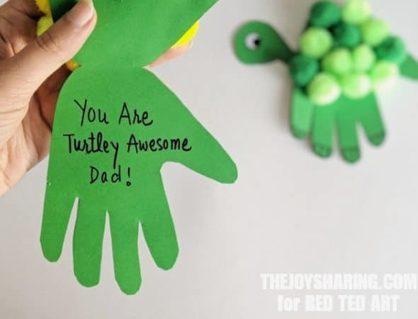 Handprint cutout featuring a Father’s Day greeting