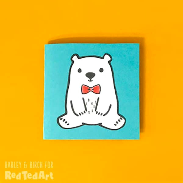 Simple Teddy Bear card with the Red Ted Art mascot
