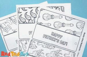 3 colouring bookmark sheets for dad