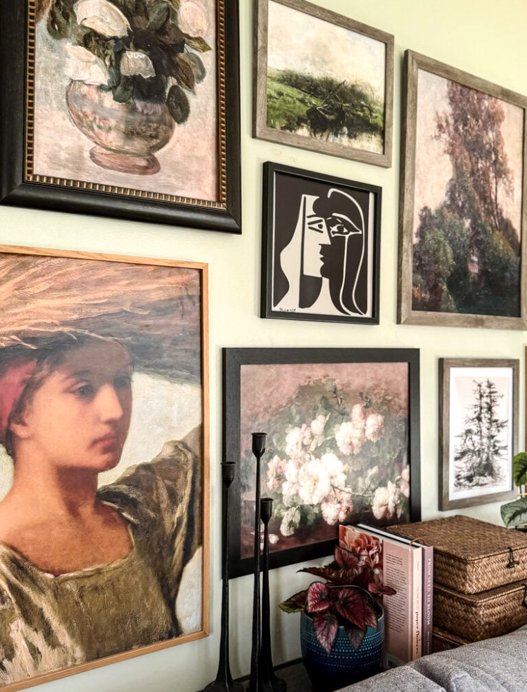fine art gallery wall in living room