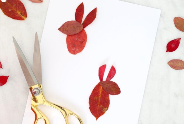 Attaching leafy ears to bunnies