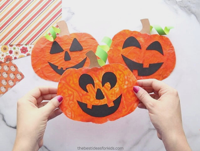 Crayon Melted Pumpkin Suncatcher Craft