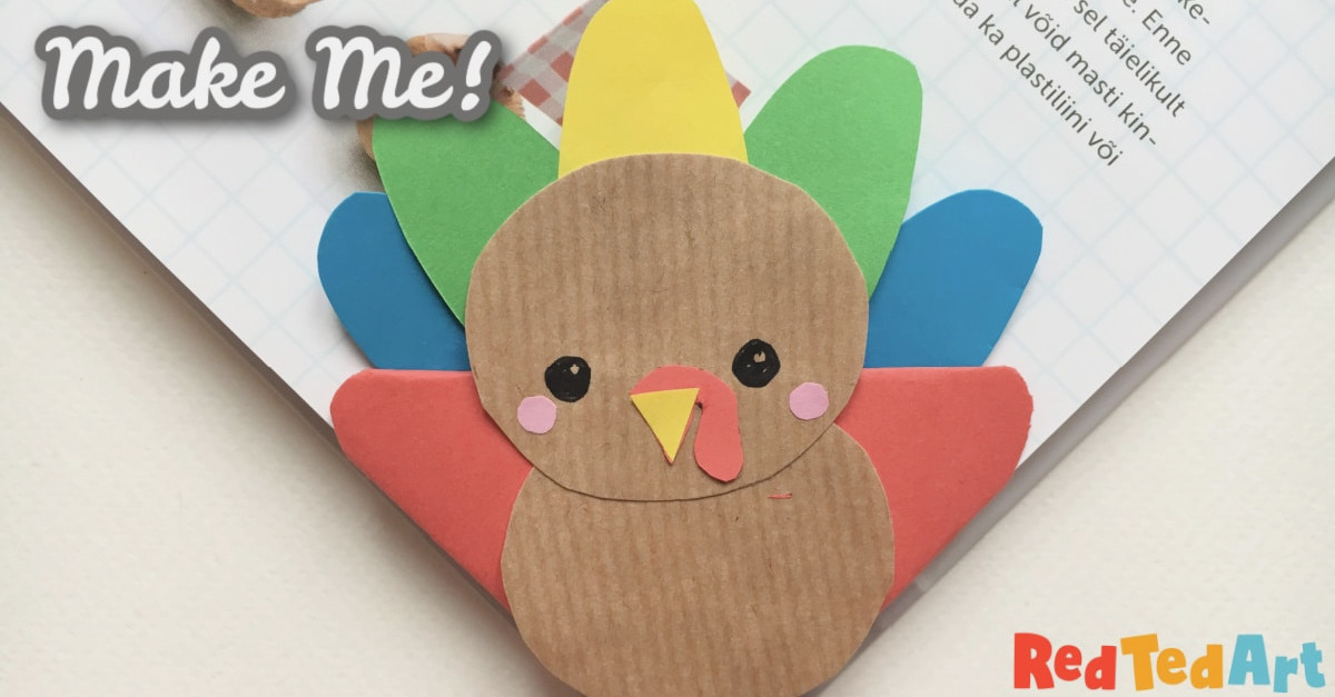 Come and make me! Super cute turkey bookmark that kids will love to make. Use basic shapes and clever origami.