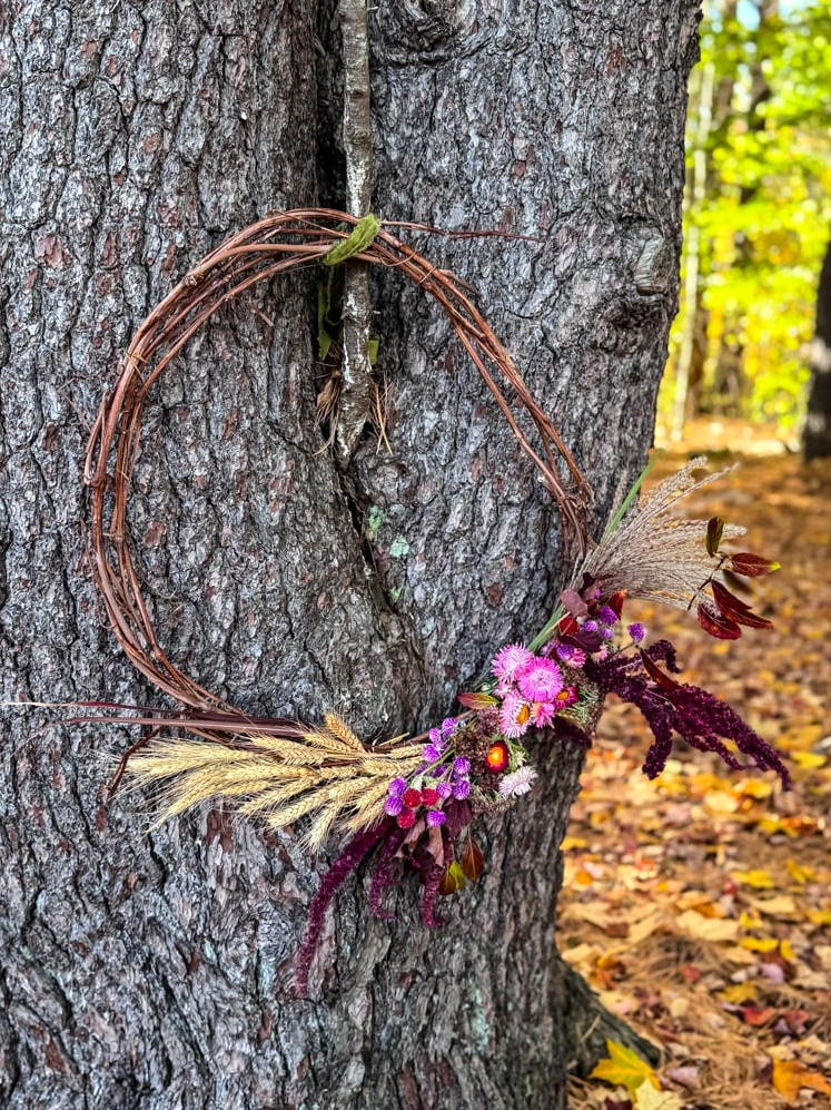 wreath hanging on a tree
