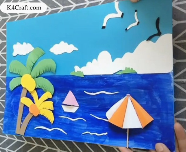 Lovely Beach Scene Paper Card Crafts