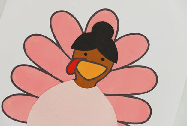 Glue hair onto turkey head