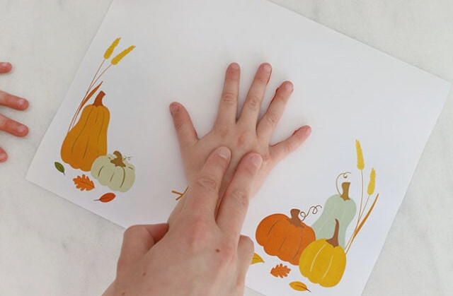Pressing hand onto template