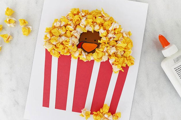 Cover the turkey with popcorn