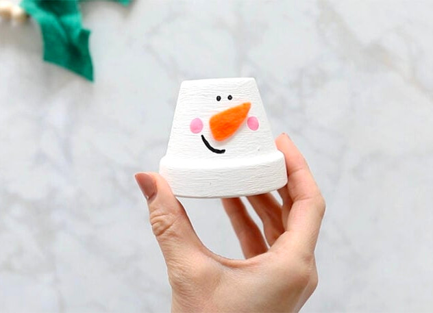 Cheeks stamped onto snowman