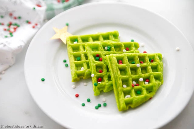 Christmas Tree Waffles Breakfast