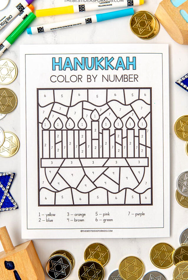 Color by Number Menorah
