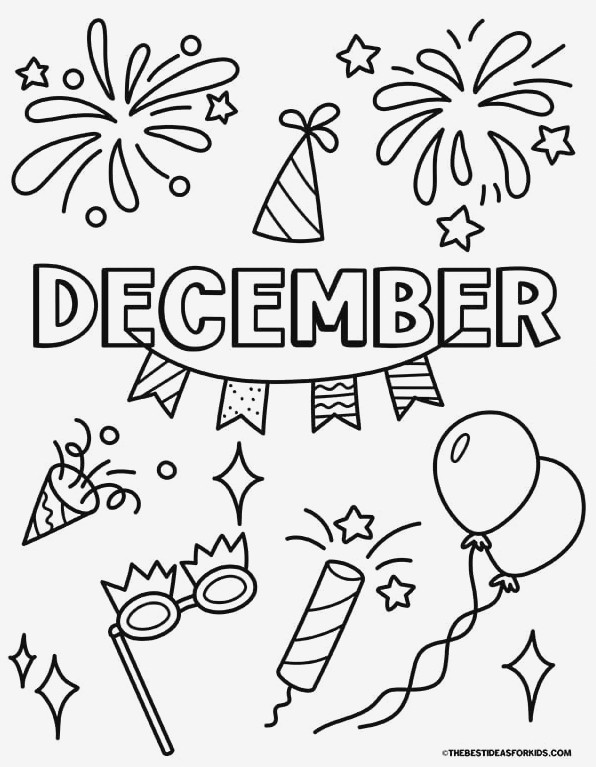 December New Years Coloring Page