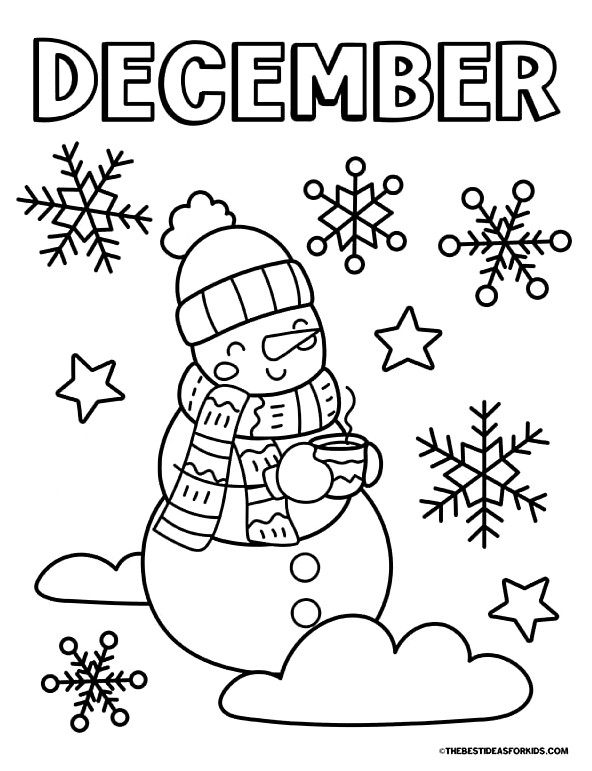 December Snowman Coloring Page