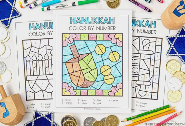 Free Hanukkah Color by Number Printable