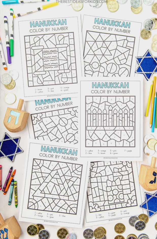 Hanukkah Color by Number Pages