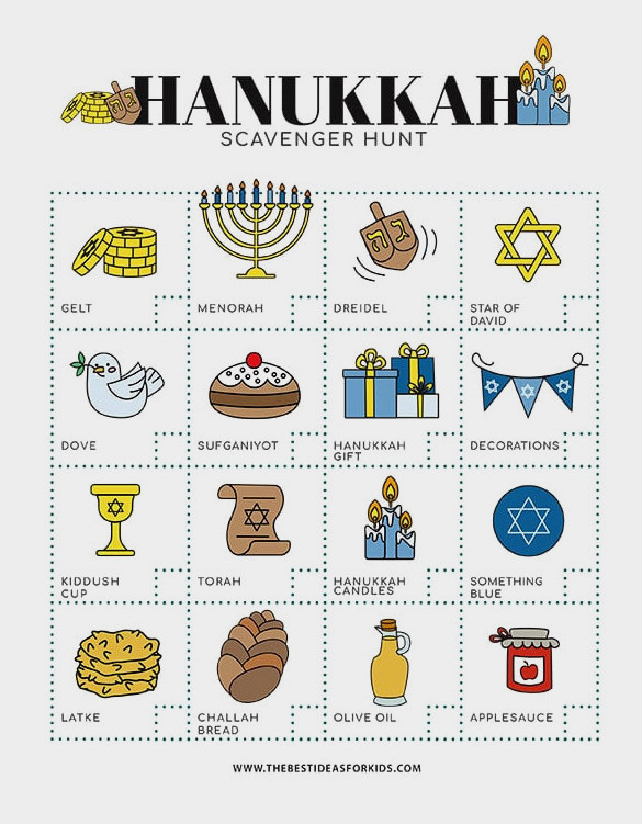 Hanukkah Scavenger Hunt Card