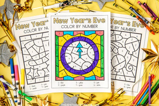 New Years Color by Number for Kids