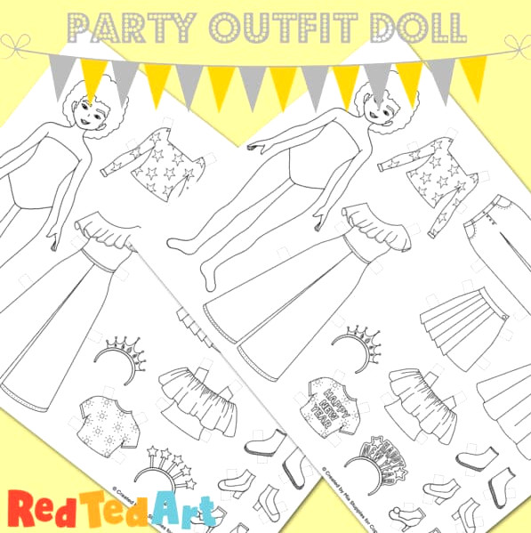 New Year's Eve Party paper doll