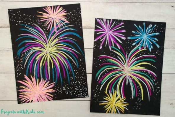 chalk pastel firework art