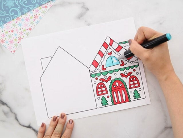 decorate gingerbread house cards