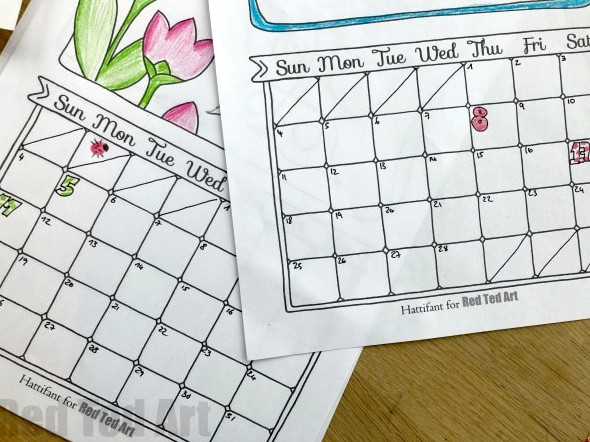 Free Cute Printable Calendar.. this calendar is quick and easy to customise for ANY year. The kids can learn about days of the month as well as have fun coloring and adding their own unique details. We love this DIY Calendar Template. This also makes a great last minute gift to relatives! #newyearseve #newyearsday #christmas #diycalendar #calendartemplate #freecalendar #calendar2018 #printables #templates