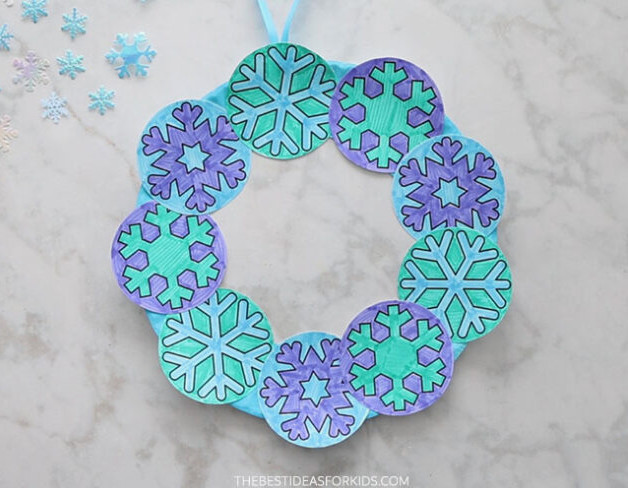 Free Printable Paper Plate Snowflake Wreath